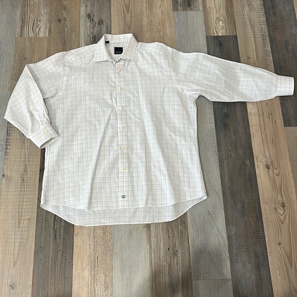 David Donahue  Plaid Stripe Long Sleeve Button Down Dress Shirt - Picture 5 of 7